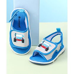 Cute Walk By Babyhug Sandals With Velcro Closure & Vehicle Applique - Red