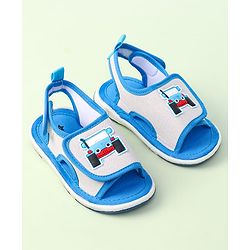 Cute Walk By Babyhug Sandals With Velcro Closure & Vehicle Applique - Red