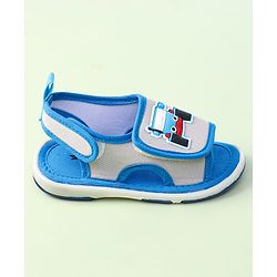 Cute Walk By Babyhug Sandals With Velcro Closure & Vehicle Applique - Red