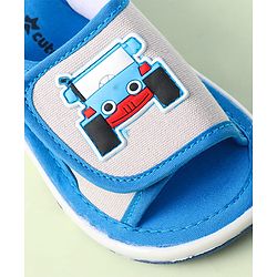 Cute Walk By Babyhug Sandals With Velcro Closure & Vehicle Applique - Red