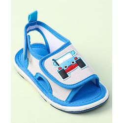 Cute Walk By Babyhug Sandals With Velcro Closure & Vehicle Applique - Red