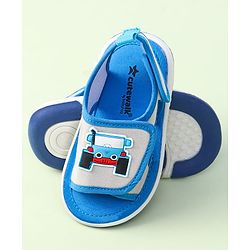 Cute Walk By Babyhug Sandals With Velcro Closure & Vehicle Applique - Red
