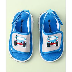 Cute Walk By Babyhug Sandals With Velcro Closure & Vehicle Applique - Red