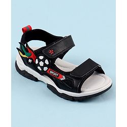 Cute Walk by Babyhug Sandals with Velcro Closure & 3D Applique - Black