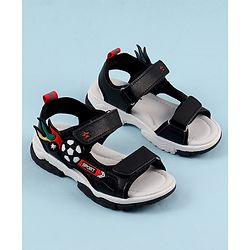 Cute Walk by Babyhug Sandals with Velcro Closure & 3D Applique - Black