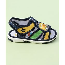 Cute Walk by Babyhug Velcro Closure Sandals with Bus Applique - Navy Blue