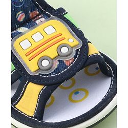 Cute Walk by Babyhug Velcro Closure Sandals with Bus Applique - Navy Blue