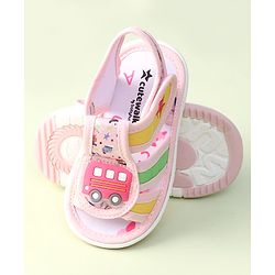 Cute Walk by Babyhug Velcro Closure Sandals with Bus Applique - Navy Blue