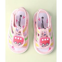 Cute Walk by Babyhug Velcro Closure Sandals with Bus Applique - Navy Blue