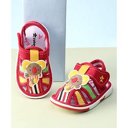 Cute Walk by Babyhug Sandals With Velcro Closure & Koala Applique - Red