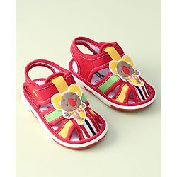 Cute Walk by Babyhug Sandals With Velcro Closure & Koala Applique - Red