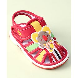 Cute Walk by Babyhug Sandals With Velcro Closure & Koala Applique - Red