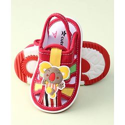 Cute Walk by Babyhug Sandals With Velcro Closure & Koala Applique - Red