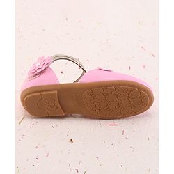 Cute Walk by Babyhug Velcro Closure Ballerina with Floral Applique - Pink