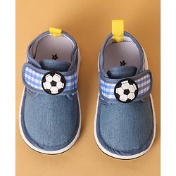 Cute Walk by Babyhug Casual Shoes with Velcro Closure Solid & Check Print & Football Applique - Royal Blue