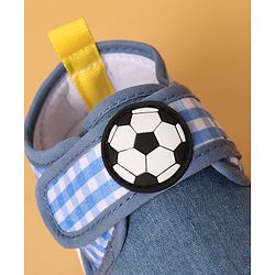 Cute Walk by Babyhug Casual Shoes with Velcro Closure Solid & Check Print & Football Applique - Royal Blue