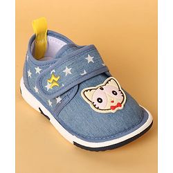 Cute Walk by Babyhug Casual Shoes with Velcro Closure Star Print & Kitty Applique - Blue