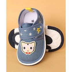 Cute Walk by Babyhug Casual Shoes with Velcro Closure Star Print & Kitty Applique - Blue
