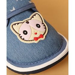 Cute Walk by Babyhug Casual Shoes with Velcro Closure Star Print & Kitty Applique - Blue