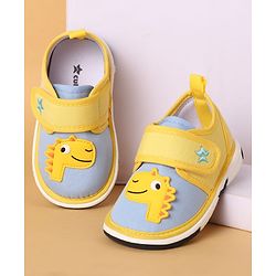 Cute Walk by Babyhug Casual Shoes with Dino Applique - Yellow & Light Blue