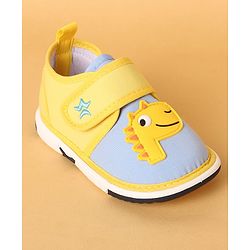 Cute Walk by Babyhug Casual Shoes with Dino Applique - Yellow & Light Blue