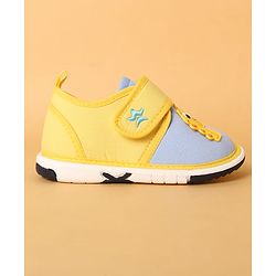Cute Walk by Babyhug Casual Shoes with Dino Applique - Yellow & Light Blue