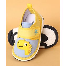 Cute Walk by Babyhug Casual Shoes with Dino Applique - Yellow & Light Blue
