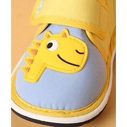 Cute Walk by Babyhug Casual Shoes with Dino Applique - Yellow & Light Blue