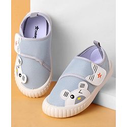 Cute Walk by Babyhug Velcro Closure Shoes with Animal Applique - Light Grey