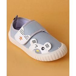 Cute Walk by Babyhug Velcro Closure Shoes with Animal Applique - Light Grey