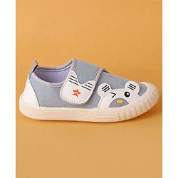 Cute Walk by Babyhug Velcro Closure Shoes with Animal Applique - Light Grey