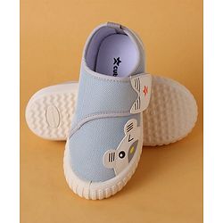 Cute Walk by Babyhug Velcro Closure Shoes with Animal Applique - Light Grey