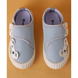 Cute Walk by Babyhug Velcro Closure Shoes with Animal Applique - Light Grey