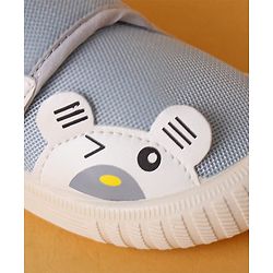 Cute Walk by Babyhug Velcro Closure Shoes with Animal Applique - Light Grey