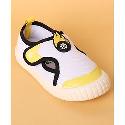 Cute Walk by Babyhug Casual Shoes with Velcro Closure & Fireball Applique - White & Yellow