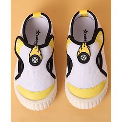 Cute Walk by Babyhug Casual Shoes with Velcro Closure & Fireball Applique - White & Yellow