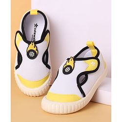 Cute Walk by Babyhug Casual Shoes with Velcro Closure & Fireball Applique - White & Yellow