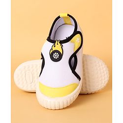 Cute Walk by Babyhug Casual Shoes with Velcro Closure & Fireball Applique - White & Yellow