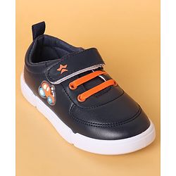 Cute Walk by Babyhug Casual Shoes with Velcro Closure & Car Applique - Navy Blue