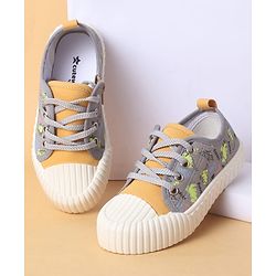 Cute Walk by Babyhug Lace Up Casual Shoes with Dino Print - Grey