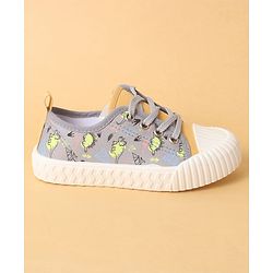 Cute Walk by Babyhug Lace Up Casual Shoes with Dino Print - Grey
