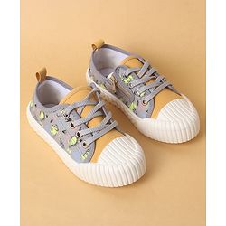 Cute Walk by Babyhug Lace Up Casual Shoes with Dino Print - Grey