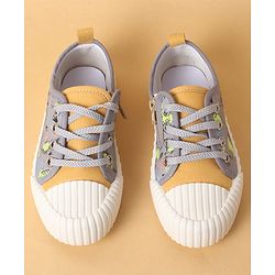 Cute Walk by Babyhug Lace Up Casual Shoes with Dino Print - Grey