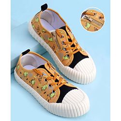 Cute Walk by Babyhug Lace Up Casual Shoes with Dino Print - Grey