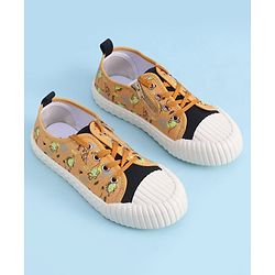Cute Walk by Babyhug Lace Up Casual Shoes with Dino Print - Grey