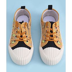 Cute Walk by Babyhug Lace Up Casual Shoes with Dino Print - Grey