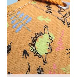 Cute Walk by Babyhug Lace Up Casual Shoes with Dino Print - Grey