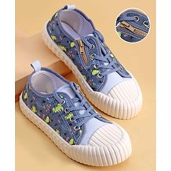 Cute Walk by Babyhug Lace Up Casual Shoes with Dino Print - Grey