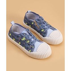 Cute Walk by Babyhug Lace Up Casual Shoes with Dino Print - Grey