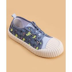 Cute Walk by Babyhug Lace Up Casual Shoes with Dino Print - Grey